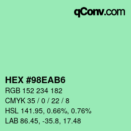 カラーコード: HEX #98EAB6 | qconv.com