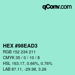 カラーコード: HEX #98EAD3 | qconv.com