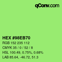 颜色代码: HEX #98EB70 | qconv.com
