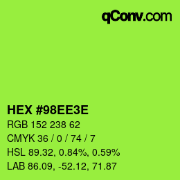 Color code: HEX #98EE3E | qconv.com