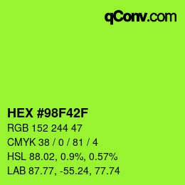 Color code: HEX #98F42F | qconv.com