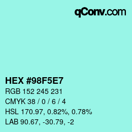 カラーコード: HEX #98F5E7 | qconv.com