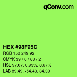 Color code: HEX #98F95C | qconv.com