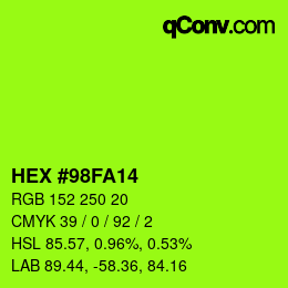 Color code: HEX #98FA14 | qconv.com