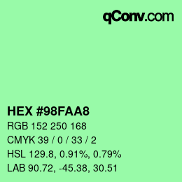 カラーコード: HEX #98FAA8 | qconv.com