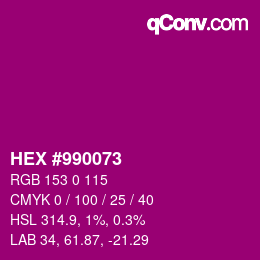 Code couleur: HEX #990073 | qconv.com