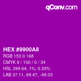 Color code: HEX #9900A8 | qconv.com