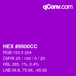 颜色代码: HEX #9900CC | qconv.com
