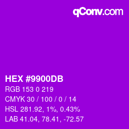 Color code: HEX #9900DB | qconv.com