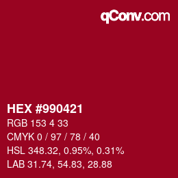 Color code: HEX #990421 | qconv.com
