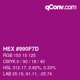 Color code: HEX #990F7D | qconv.com