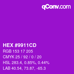 カラーコード: HEX #9911CD | qconv.com