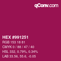 Color code: HEX #991251 | qconv.com