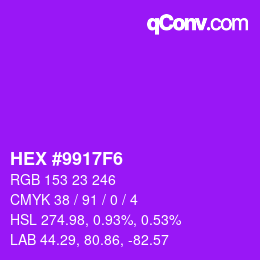 Color code: HEX #9917F6 | qconv.com
