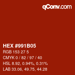 Color code: HEX #991B05 | qconv.com