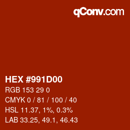 Color code: HEX #991D00 | qconv.com