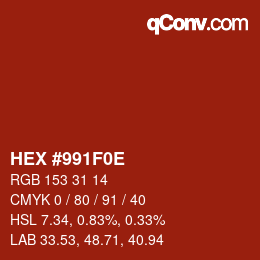 Color code: HEX #991F0E | qconv.com