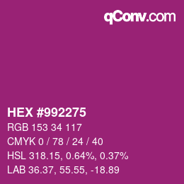 Color code: HEX #992275 | qconv.com