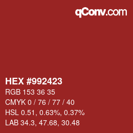 Color code: HEX #992423 | qconv.com