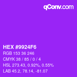 颜色代码: HEX #9924F6 | qconv.com
