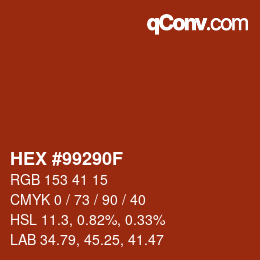 Color code: HEX #99290F | qconv.com