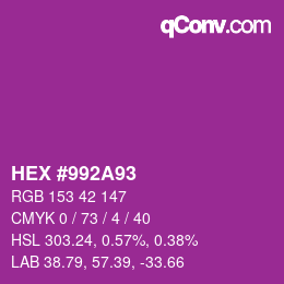 颜色代码: HEX #992A93 | qconv.com