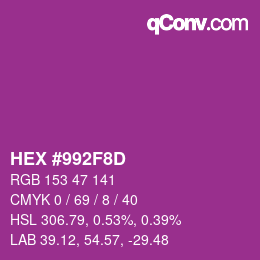 Color code: HEX #992F8D | qconv.com