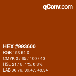 Color code: HEX #993600 | qconv.com