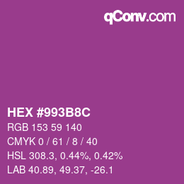 Color code: HEX #993B8C | qconv.com