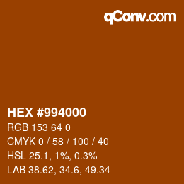 カラーコード: HEX #994000 | qconv.com