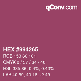 Farbcode: HEX #994265 | qconv.com