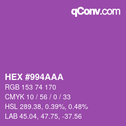 カラーコード: HEX #994AAA | qconv.com