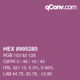 颜色代码: HEX #995280 | qconv.com