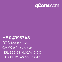 颜色代码: HEX #9957A8 | qconv.com