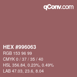 Color code: HEX #996063 | qconv.com