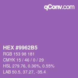 カラーコード: HEX #9962B5 | qconv.com