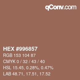 Color code: HEX #996857 | qconv.com