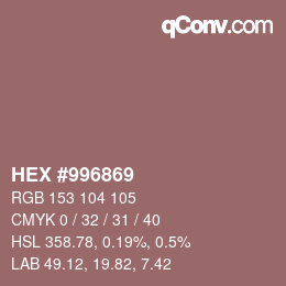 Color code: HEX #996869 | qconv.com