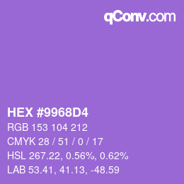 颜色代码: HEX #9968D4 | qconv.com