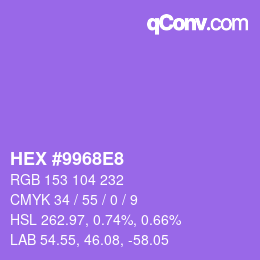 カラーコード: HEX #9968E8 | qconv.com