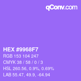 カラーコード: HEX #9968F7 | qconv.com