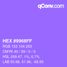 Color code: HEX #9968FF | qconv.com