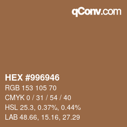 Color code: HEX #996946 | qconv.com