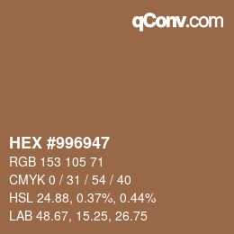 颜色代码: HEX #996947 | qconv.com
