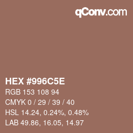 Código de color: HEX #996C5E | qconv.com