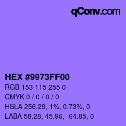 Farbcode: HEX #9973FF00 | qconv.com