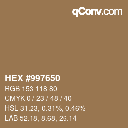 Color code: HEX #997650 | qconv.com