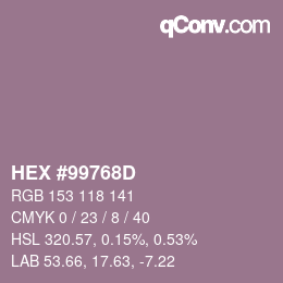颜色代码: HEX #99768D | qconv.com
