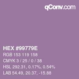 Farbcode: HEX #99779E | qconv.com