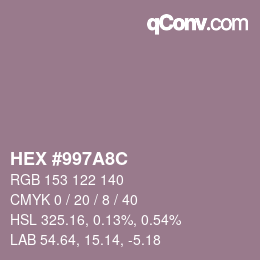 Color code: HEX #997A8C | qconv.com